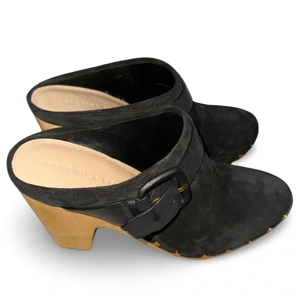 Veronica Beard Dacey Black Suede Buckle Clog - Picture 7 of 14